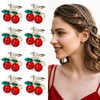 8 Pcs Mini Cherry Hair Clips Mini Summer Fruit Hairs Claw Clips Non Slip Cherry Cute Hair Clip Decorative Rhinestone Fairs Accessories For