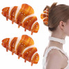 Kuuguu 2 Pcs Croissant Hair Claw Clips Funny Bread Hair Clip Cute Acetate Barrettes Strong Hold Non Slip Jaw Clips Fashionable Headwear