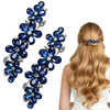 2Pcs Blue Hair Barrettes For Women Rhinestone Clips With Premium Crystal Jewelry Accessories For Women With Thin Thick Hair Secure Grip For