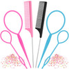 6Pcs Hair Loop Tool Set With 4 Hair Tail Tools French Braid Tool Loop 2 Metal Pin Rat Tail Comb For Hair Styling 100 Colored Children Rubber
