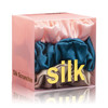 Silk Scrunchies For Hair 100 Percent Mulberry Silk Hair Ties 3 Pack Pink Peacock Blue Apricot
