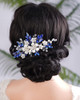 Kercisbeauty Flower Hair Comb For Women And Girls Wedding Bridal Crystal Hair Piece Blue