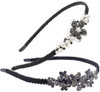 Tcotbe 2 Pack Rhinestone Hair Accessories Crystal Headbands Shiny Butterfly Flowers Vintage Sparkly Beaded Hoops Pearl Jewelry For Women