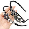 Tcotbe 2 Pack Rhinestone Hair Accessories Crystal Headbands Shiny Butterfly Flowers Vintage Sparkly Beaded Hoops Pearl Jewelry For Women