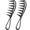 Wllhyf 2 Piece Wide Tooth Comb Hair Styling Accessories Black Durable