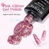 Mizhse Glitter Gel Nail Polish Pink Sparkly Diamond Holographic Effect