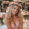 Korvishow Fairy Pink Flower Crown Headband Rose Floral Headpiece