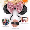 Dreshow Minnie Ears Headbands Mouse Ears Sequin Bow Headbands Elastic Adjustable Headband Glitter Party Decoration Cosplay Costume For Women