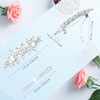Whavel 4Pcs Silver Rhinestone Hair Clips Bride Barrettes Fancy Wedding Prom Formal Hair Accessories For Women