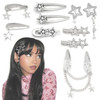 Yaeism 10Pcs Star Hair Clips Y2K Silver Hair Clips Metal Star Barrettes 8 Shapes Pentagram Hair Snap Clips Punk Kawaii 2000S Hair