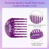 Foretic 2 Pcs Handmade Bright Violet Wide Tooth Comb Small Professional Hair Detangling Comb For Wet And Dry Hair Suitable For Long And