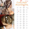 Yission 40Pcs Mini Flower Hair Clips Decorative Rhinestone Hair Pins Small White Pearl Hair Clips Wedding Hair Barrettes Bridal Hair