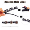 Outyua Sparkling Crystal Stone Braided Hair Clips For Women Rhinestone Braided Duckbill Hairpin 4Pcs