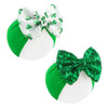 Lanmerry St Patricks Day Bow Baby Girl Hair Bows Clover Headbands Sequins Large Bows Green Hair Accessories Shamrock Headbands For Girls