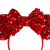 Batsysm Red Mouse Ear Hair Bow Headband With Full Sequins Glittering Shiny Party Christmas Headwear For Women Girls