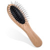 Portable Mini Pin Bamboohair Brush Small Wig Hair Brush With Steel Bristles For Smoothing Detangling Wire Cushion Brush With Wood Handle