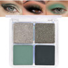 Evpct Eyeshadow Quad Palette Cyan Festival Forest Dark Green Glitter Shimmer Metallic Matte High Pigment Mini Eye Shadow Palette Makeup For