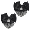 2 Pieces Hair Snood Net Women S Bun Cover Hairnet Satin Bow Barrette French Clips Ribbon Flower Hair Accessories For Stewardess Banks Hotels