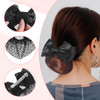2 Pieces Hair Snood Net Women S Bun Cover Hairnet Satin Bow Barrette French Clips Ribbon Flower Hair Accessories For Stewardess Banks Hotels