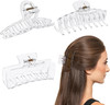 3 Pcs Clear Hair Clips For Women Non Slip Clear Claw Clips