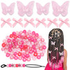 Arocooy 100Pcs Small Pink Bows Gradient Hair Beads For Braids Embroidery Butterfly Hair Clips Loc Jewelry Acrylic Large Beads Cute Hair