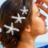 Brishow Silver Starfish Hair Clip Set Pearl Rhinestone Starfish Hair Accessories For Women 3 Pieces