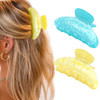 Banatra Acrylic Hair Claw Clips Medium Hair Claw Cute Clip Claws Non Slip Hair Accessories For Women And Girls 2 Pcs Dark Blue Plus Yellow