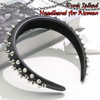 Zuyasez Black Spike Headband Punk Leather Studded Hair Band