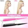 3 Row Hair Comb Set 4Pcs Rat Tail Styling Comb Black And Pink Hair Styling Brush Unbraider Combs For Women Men Detangling And Sectioning