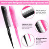 3 Row Hair Comb Set 4Pcs Rat Tail Styling Comb Black And Pink Hair Styling Brush Unbraider Combs For Women Men Detangling And Sectioning