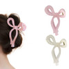 Isdvbuy 2 Pack Jelly Bow Hair Clips Large 4.3 Pink And Beige