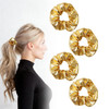 4 Pcs Gold Hair Scrunchies Shiny Pu Leather Hair Ties For Women And Girls