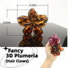 2Pcs Fancy Amber Leopard Prints And Red Ombre Plumeria Claw Clips Medium Hawaiian Flower Claws For Women Thin And Thick Hair Non Slip Hair