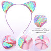 Tiesome 3Pcs Sequin Cat Ear Headbands Glitter Sparkly Cat Hairbands
