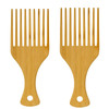 2 Pack Bamboo Afro Hair Pick Comb Set Natural Anti Static Wide Tooth Detangling Combs For Curly Thick Long Hairs 9 Teeth Wooden Hair Picks