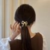 Bow Hair Ties For Women Gold Silver Metal Hair Tie For Girls Elegant Elastics Rubber Hair Scrunchies For Long Thick Bowknot Ponytail Holder