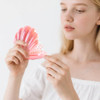 Iridescent Shell Folding Hair Brush With Mirror Compact Travel Size Mermaid Hair Brush For Purse Portable Brush Mini Pocket Mirror Massage