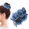 Iriirio 1Pc Upscale Hair Claw Clips Hair Jaw Clips Decorated With Gauze Flowers And Pearl Beads For High Hair Bun Holder Hair Accessory For