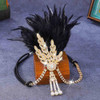 Gortin 1920 S Flapper Feather Headband Art Deco Great Gatsby Headpiece Inspired Leaf Medallion Pearl Headband Bride Wedding Headdress