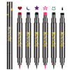 Erinde 6 Colors Liquid Winged Eyeliner Stamp Pen Set Double Ended Black Red Green Purple Blue Eye Liner Pencil Long Lasting Waterproof Stamp