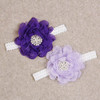 Nishine 2Pack Newborn Elactic Lace Crwon Headband Toddler Girls Fabric Flower Pearl Hairband For Baby Shower Birthday Gift Purple Lilac