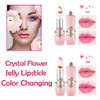 Bingbrush 2Pcs Color Changing Lipstick Pink Crystal Flower Jelly Ph Mood Long Lasting Labiales Lip Care Moisturizer Lip Balm Korean Magic