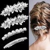 4 Pieces Rhinestone Bridal Hair Clip Pearls Wedding Hair Pins Crystal Hair Clips Rhinestone Jewelry Barrette Elegant Hair Accessories For