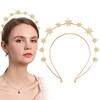 Gold Star Halo Crown Crystal Goddess Headband Rhinestone Halo Wedding Tiara Glitter Bridal Hair Band Headpiece Accessories For Women Girls