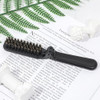 2 Pcs Travel Folding Boar Bristles Hair Brush Collapsable Pocket Anti Static Range Mini Beard And Hair Styling Tool For Women And Men Black