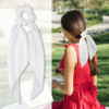 2 Pcs Knotted Bow Satin Hair Scrunchie Hair Scarf With Tail Hair Scrunchies Elastic Hair Scarf Ponytail Holder For Women And Girls White
