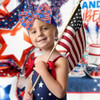 Oneninedream Hairband 4Th Of July Baby Headband American Flag Bow Patriotic Headband Red Blue White Newborn Bows Infant Headband For Baby