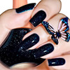 Midnight Blue Glitter Nail Polish 12Ml Glitter Midnight Blue Quick Dry Nail Lacquer For Nail Art Varnish 0.41 Fl Oz