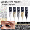 Glitter Eye Liner Liquid 5 Colors Sparkling Diamond Eyeliner Metallic Gold Black Silver White Eyeliner Liquid Waterproof Shimmer Eyeshadow