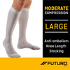 FUTURO Anti-Embolism Knee Length Stockings, Large Regular, White, Moderate (18 mm/Hg)